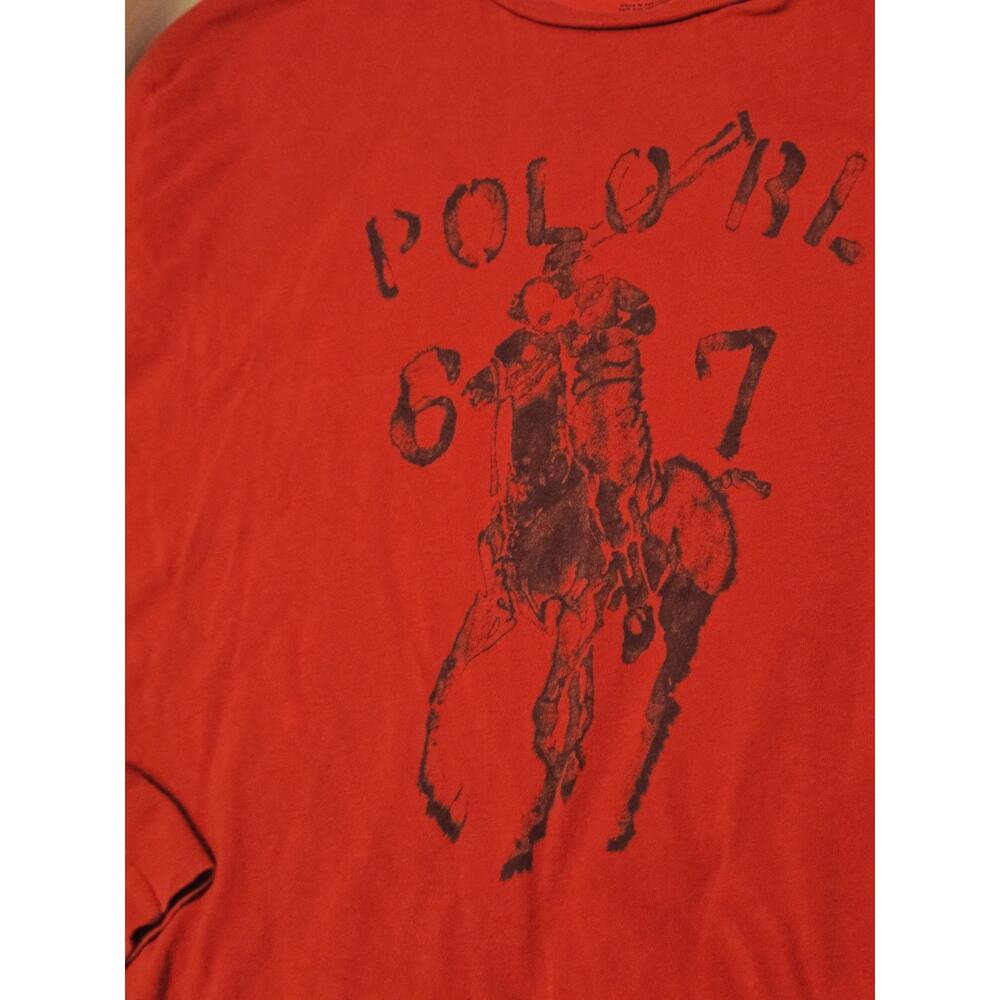 Vtg Polo Ralph Lauren Big Pony T Shirt Men Sz L Longsleeve Red Blue Horse Luxury - Picture 3 of 6